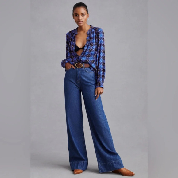 PILCRO by ANTHROPOLOGIE Plaid Buttondown Shirt in Blue Motif - Picture 4 of 10